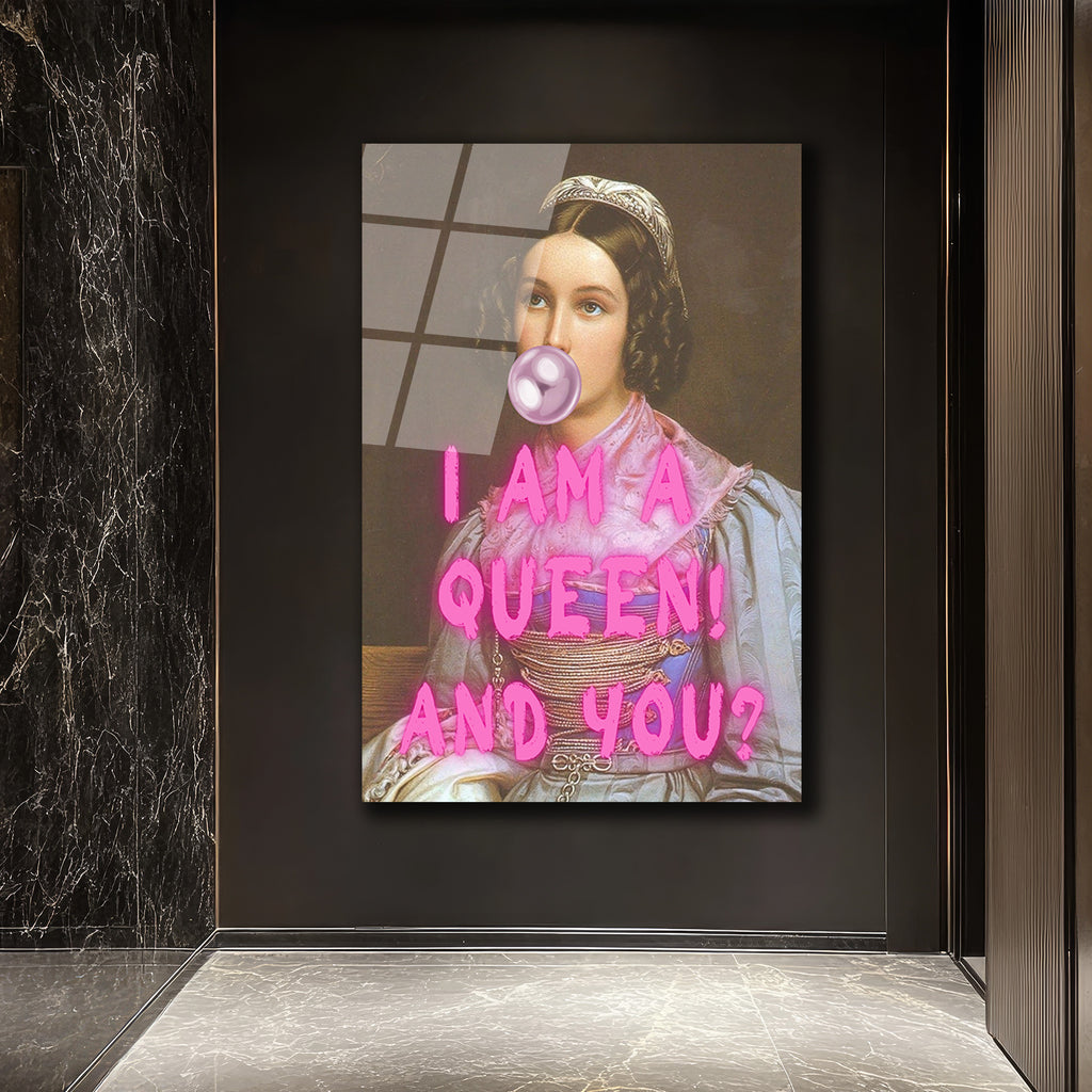 Kraliçe Benim! Bubblegum Pop Art Cam Tablo - Modern Duvar Dekoru