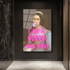 Kraliçe Benim! Bubblegum Pop Art Cam Tablo - Modern Duvar Dekoru