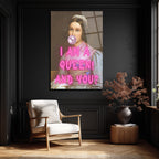 Kraliçe Benim! Bubblegum Pop Art Cam Tablo - Modern Duvar Dekoru