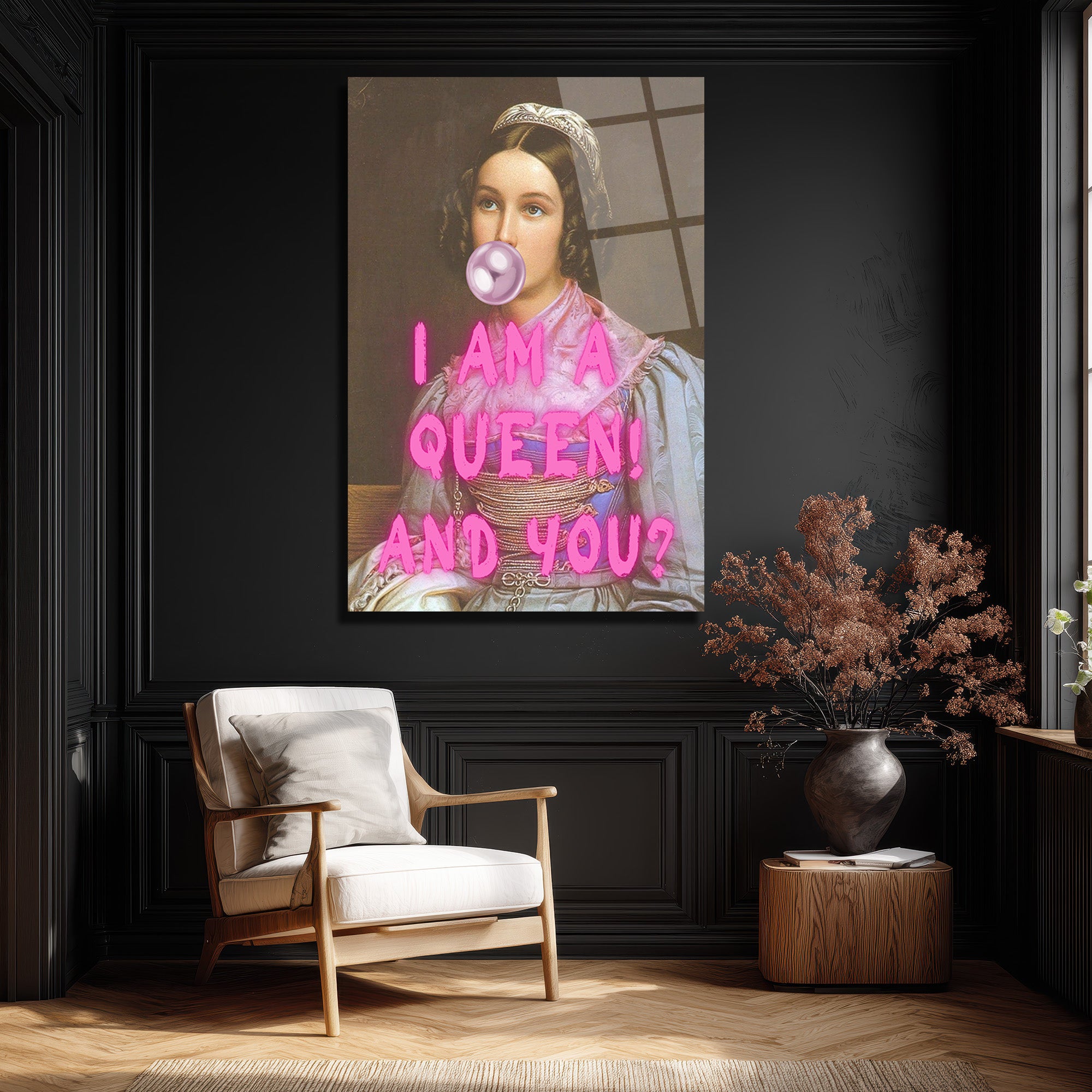 Kraliçe Benim! Bubblegum Pop Art Cam Tablo - Modern Duvar Dekoru