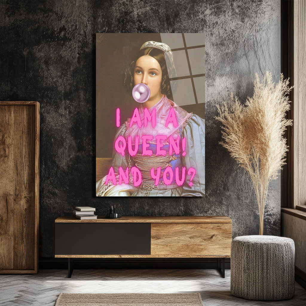 Kraliçe Benim! Bubblegum Pop Art Cam Tablo - Modern Duvar Dekoru