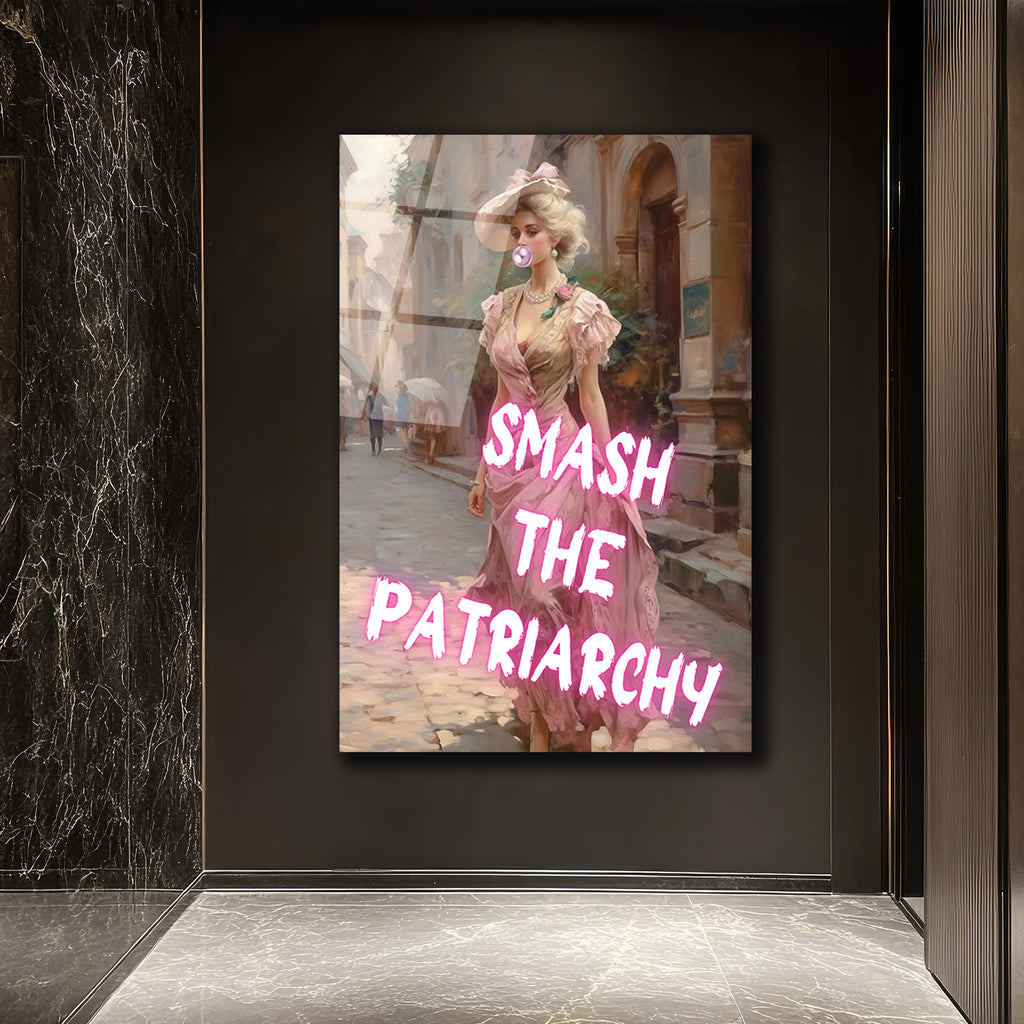 Smash The Patriarchy Neon Feminist Sanat Cam Tablo