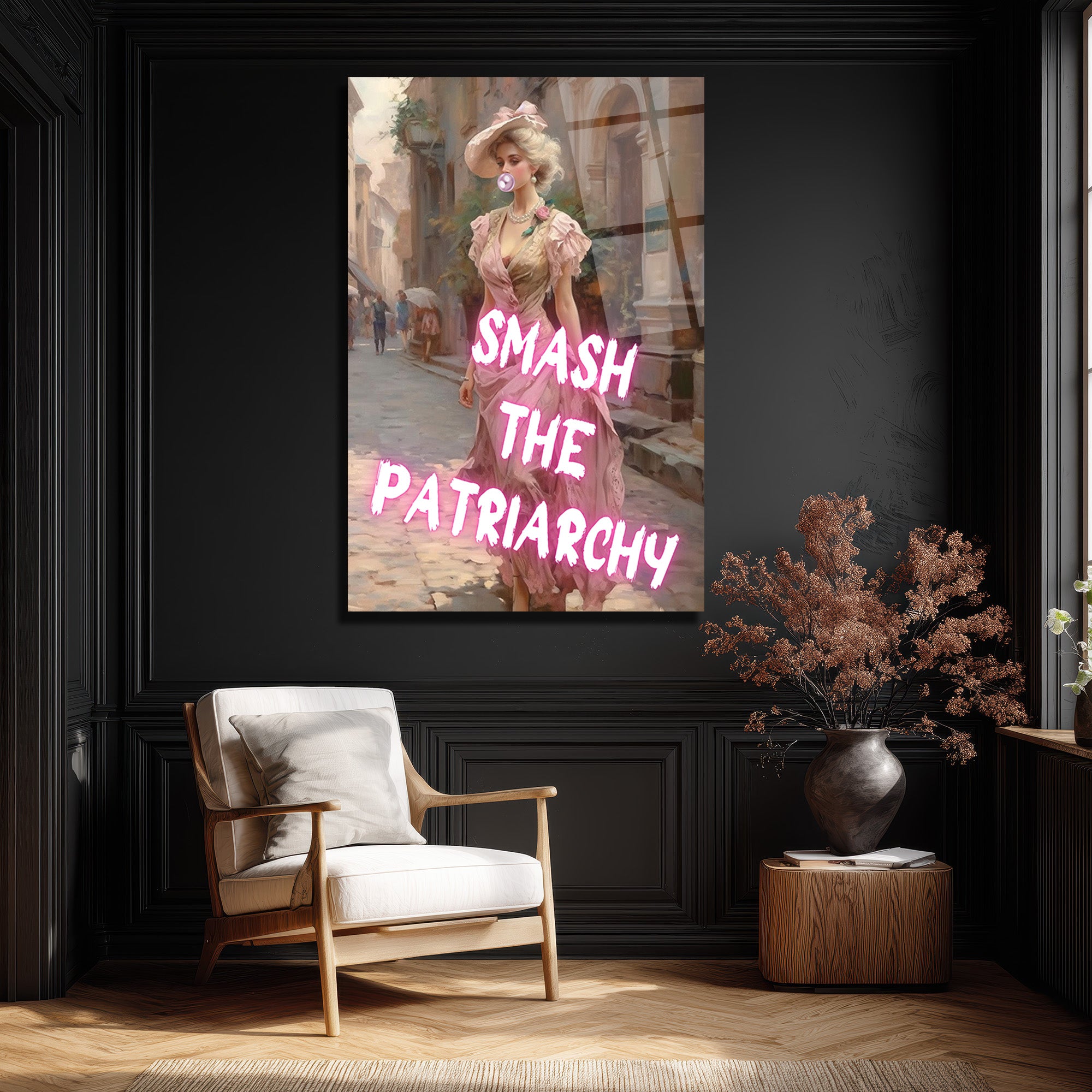 Smash The Patriarchy Neon Feminist Sanat Cam Tablo