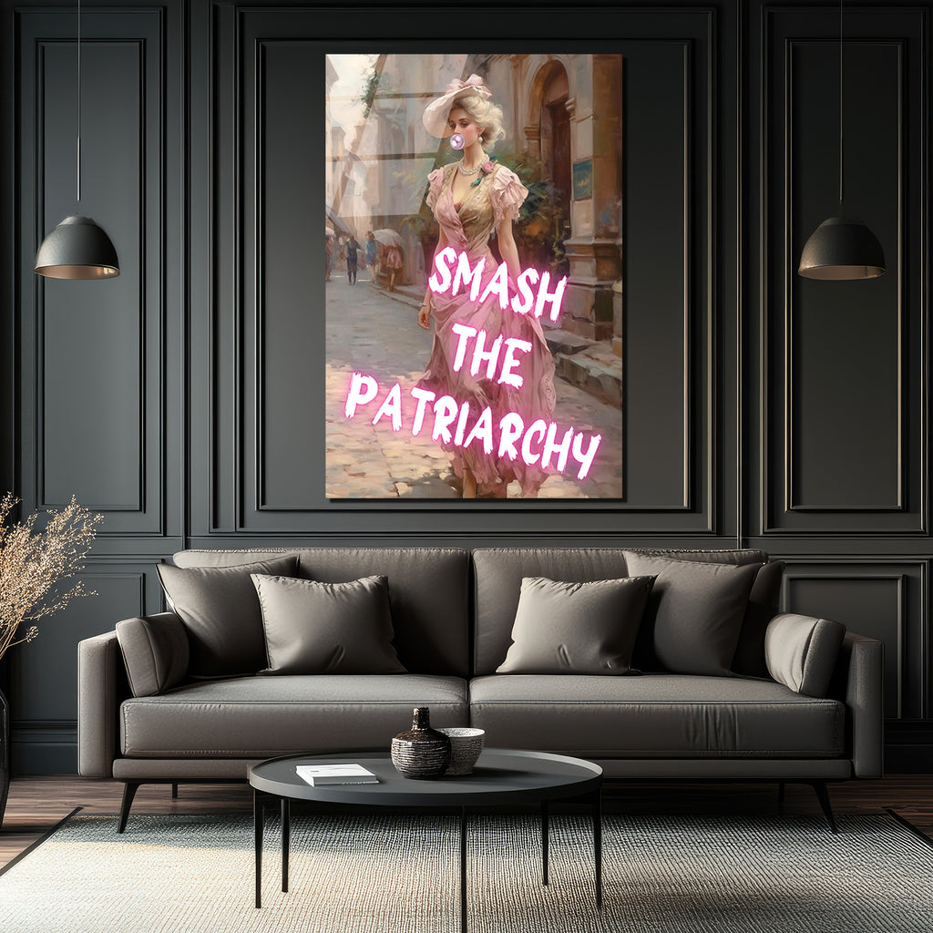 Smash The Patriarchy Neon Feminist Sanat Cam Tablo