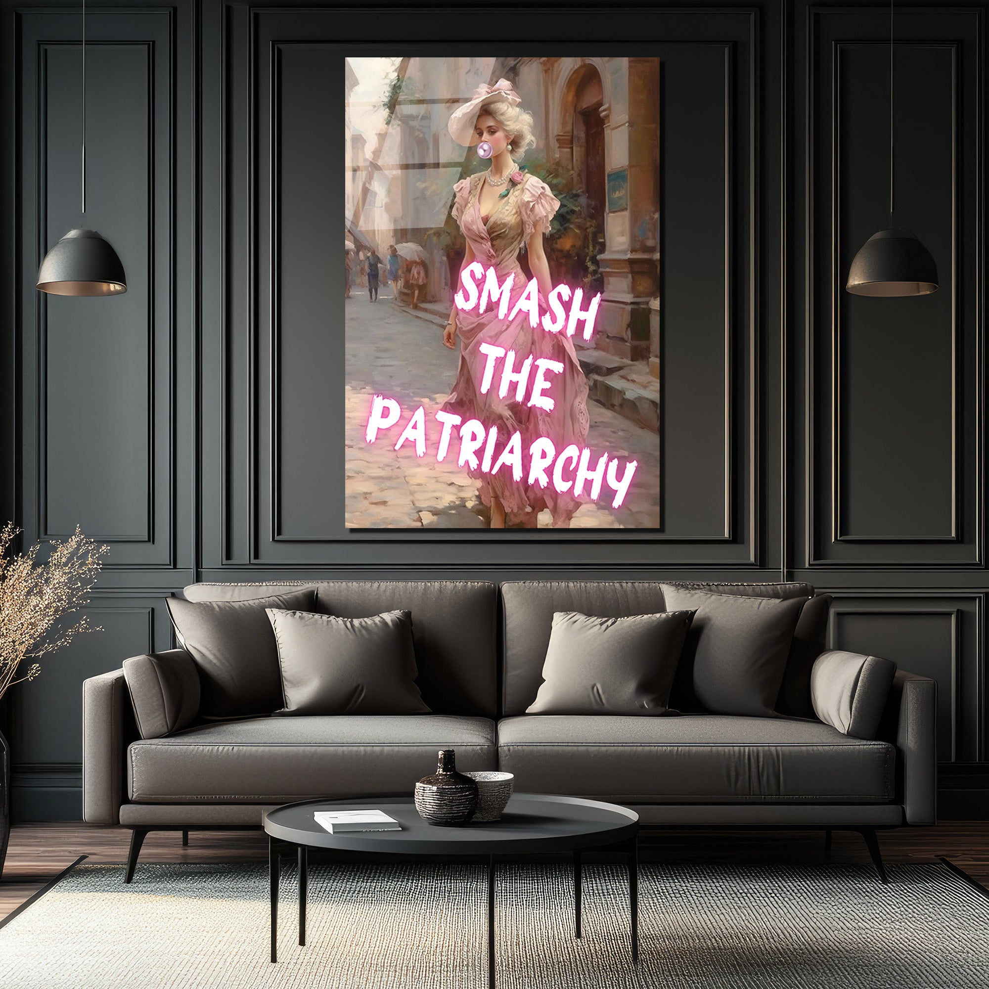 Smash The Patriarchy Neon Feminist Sanat Cam Tablo