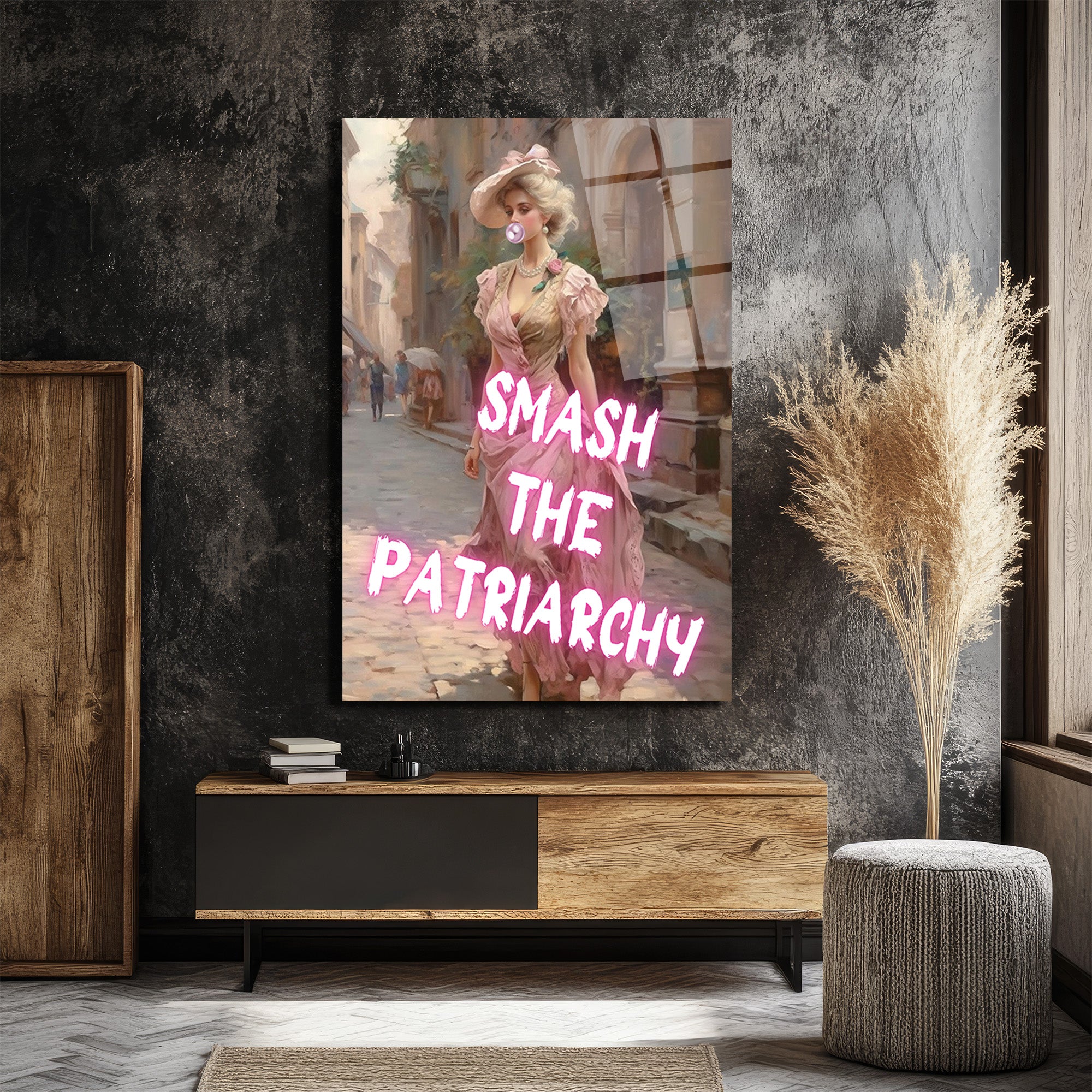 Smash The Patriarchy Neon Feminist Sanat Cam Tablo