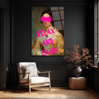 Relax and Enjoy Neon Pembe Graffiti Klasik Portre Cam Tablo