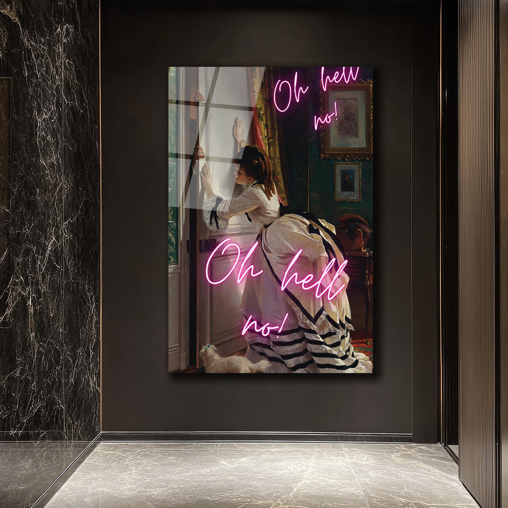 Oh Hell No! Klasik Sanat ve Neon Esintili Cam Tablo