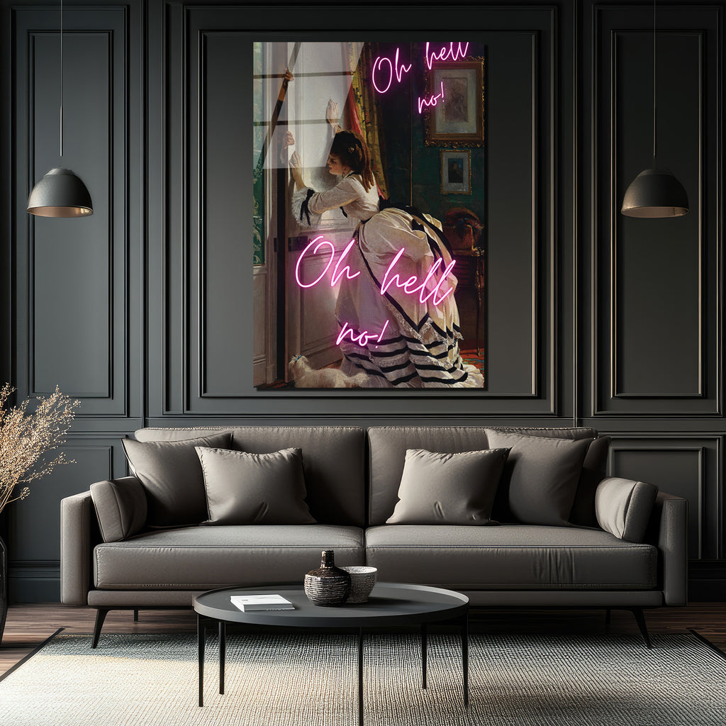 Oh Hell No! Klasik Sanat ve Neon Esintili Cam Tablo