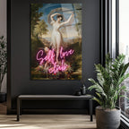 Self Love Club Neon Temalı Klasik Sanat Cam Tablo