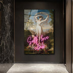 Self Love Club Neon Temalı Klasik Sanat Cam Tablo