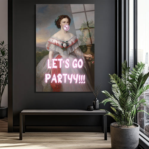 "Partiye Gidelim" Temalı Modern Klasik Cam Tablo