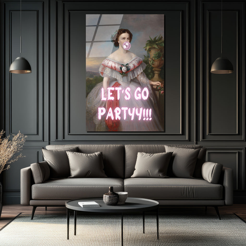 "Partiye Gidelim" Temalı Modern Klasik Cam Tablo