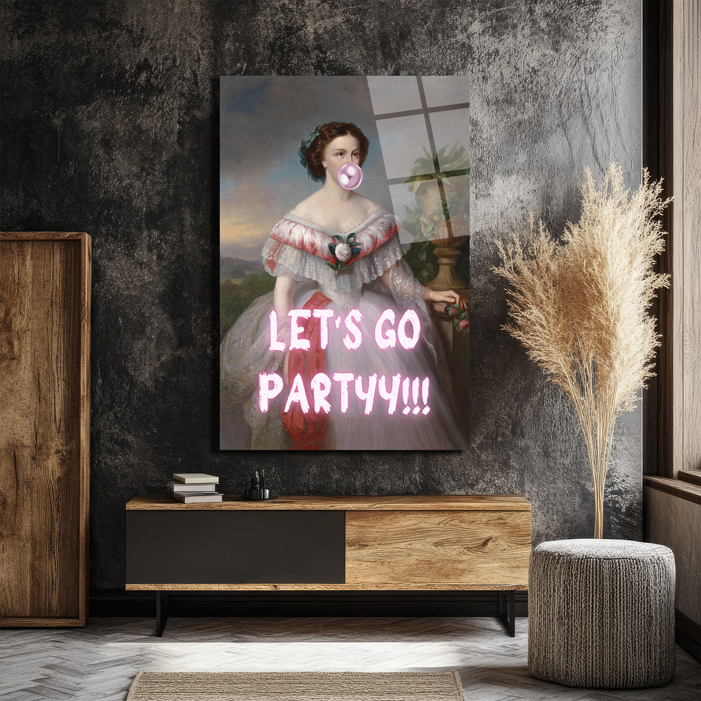 "Partiye Gidelim" Temalı Modern Klasik Cam Tablo