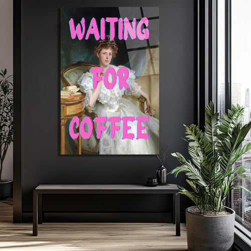 "Waiting For Coffee" Pop Art Klasik Cam Tablo - Mizahi Duvar Sanatı