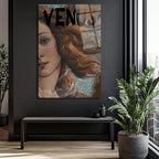 Botticelli Venüs Modern Graffiti Sanat Cam Tablo