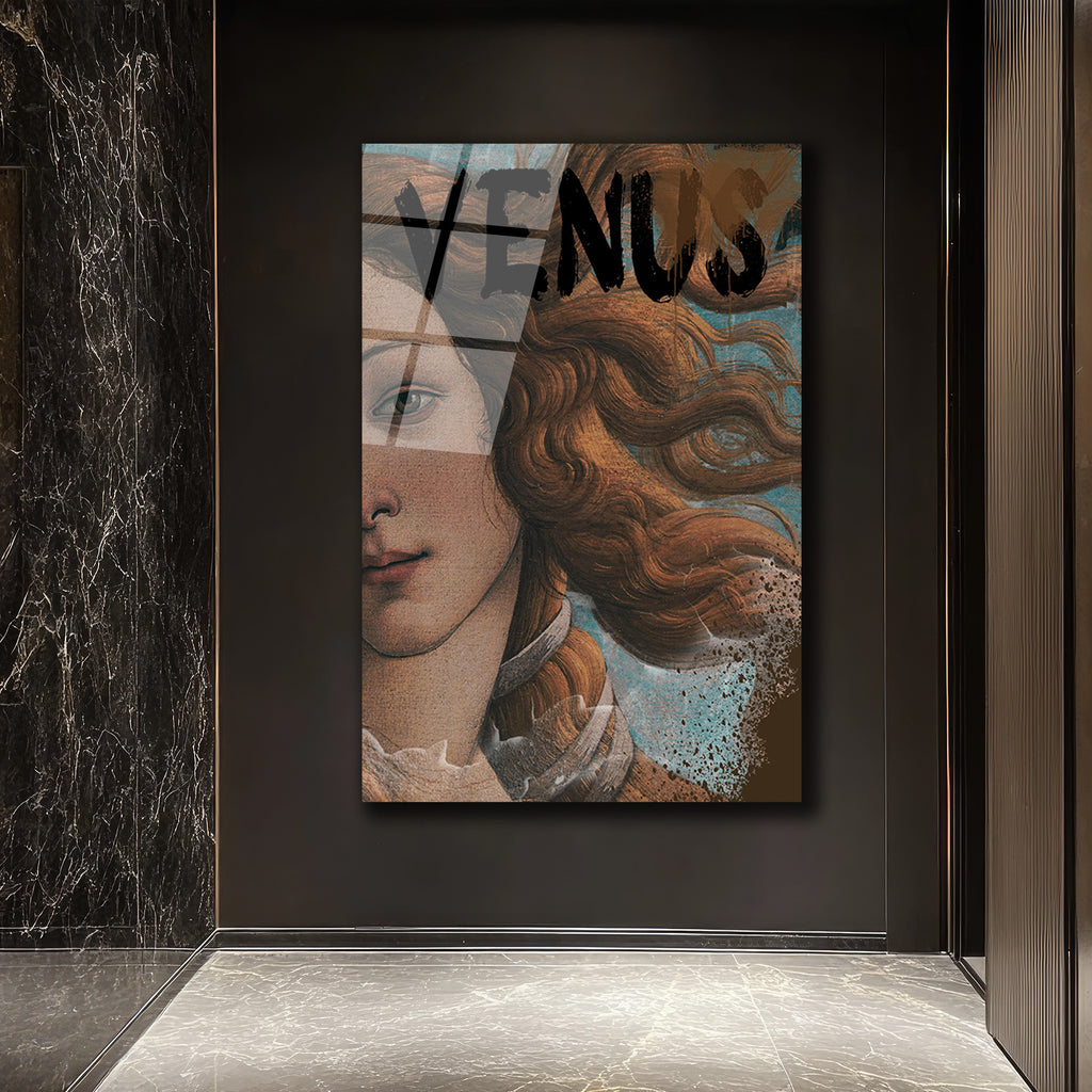 Botticelli Venüs Modern Graffiti Sanat Cam Tablo