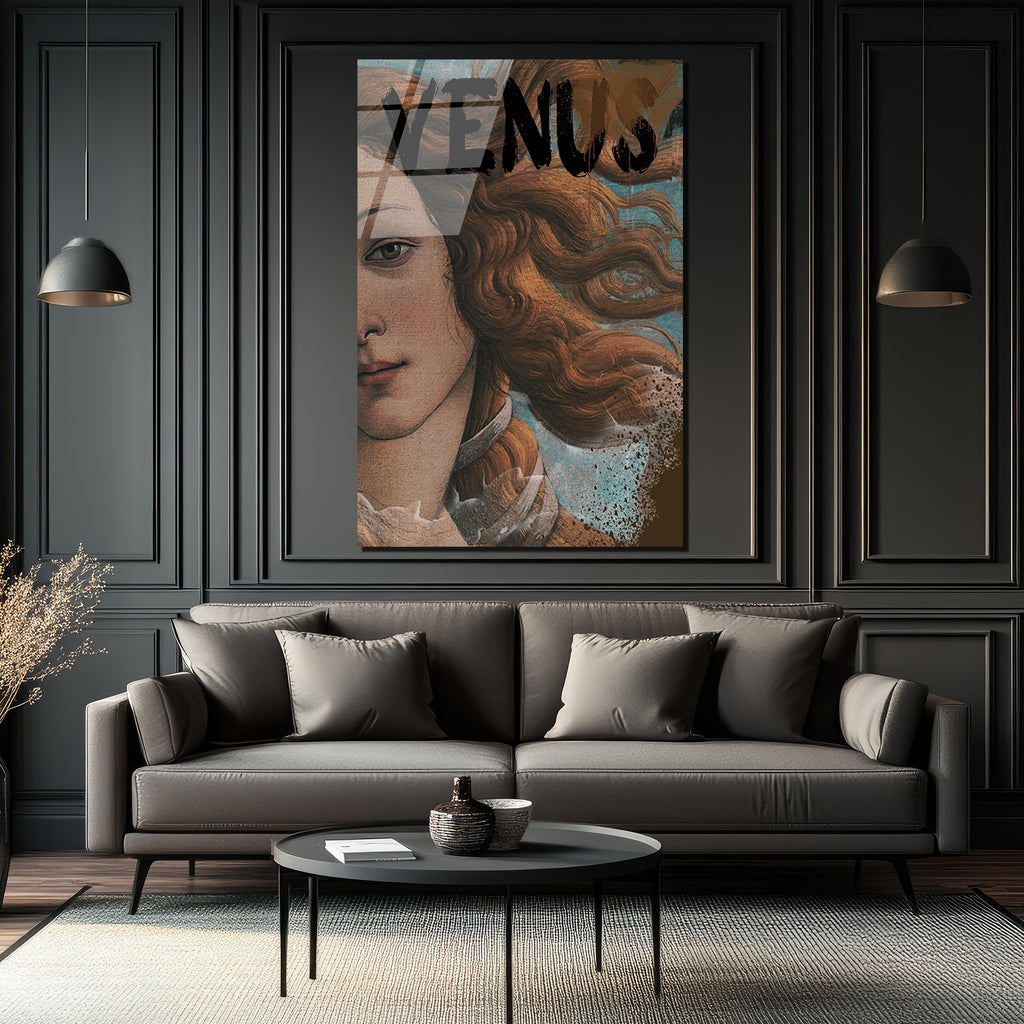 Botticelli Venüs Modern Graffiti Sanat Cam Tablo