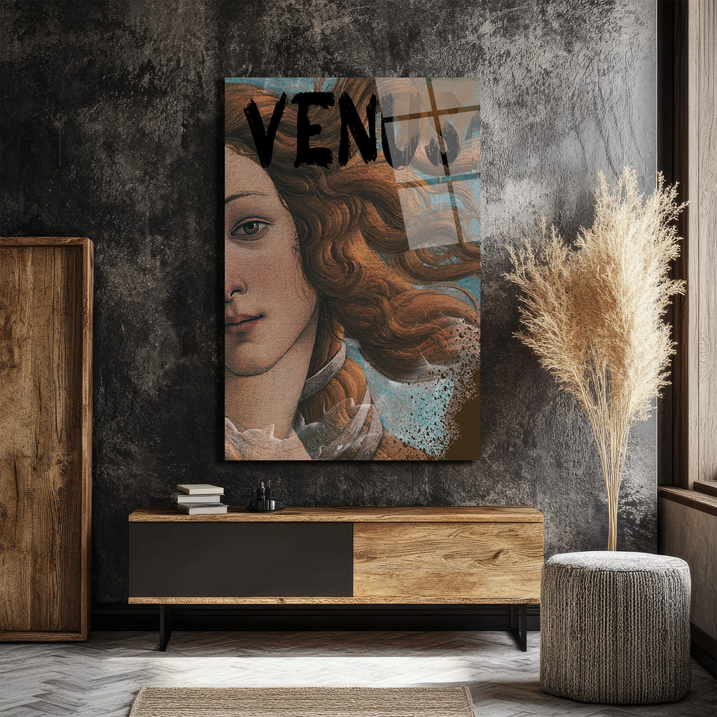 Botticelli Venüs Modern Graffiti Sanat Cam Tablo