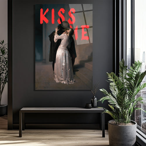"Kiss Me" Aşkın Ritmi Cam Tablo