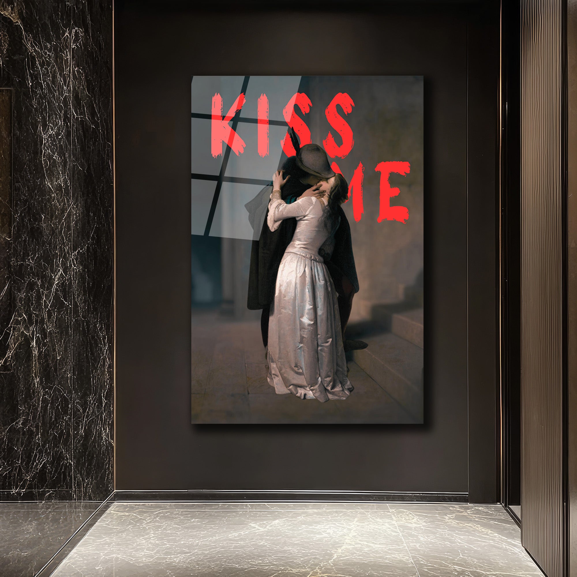"Kiss Me" Aşkın Ritmi Cam Tablo