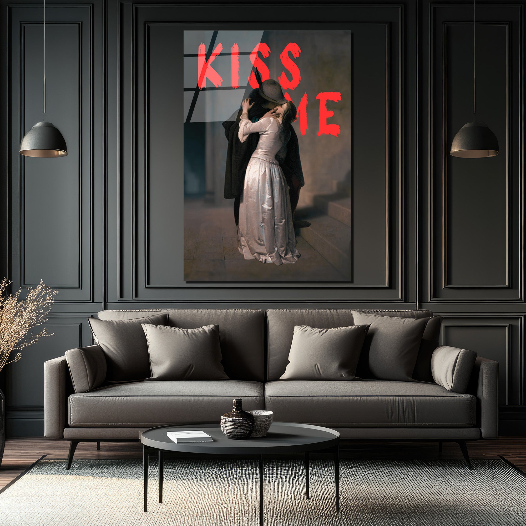 "Kiss Me" Aşkın Ritmi Cam Tablo