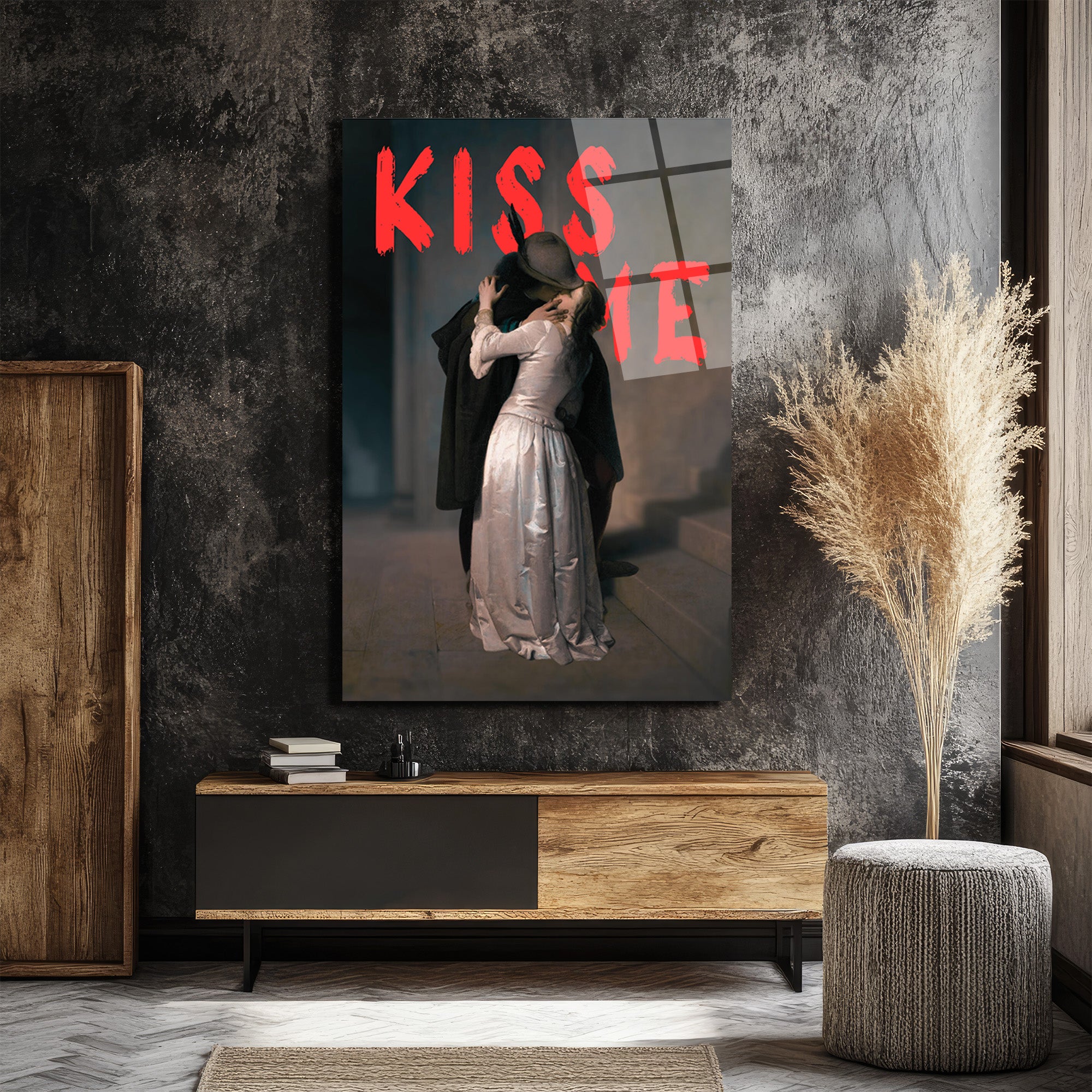 "Kiss Me" Aşkın Ritmi Cam Tablo