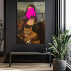 Asi Mona Lisa ve Kedi Pop Art Cam Tablo