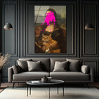Asi Mona Lisa ve Kedi Pop Art Cam Tablo