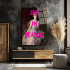 SHH I'M READING Temalı Modern Klasik Cam Tablo