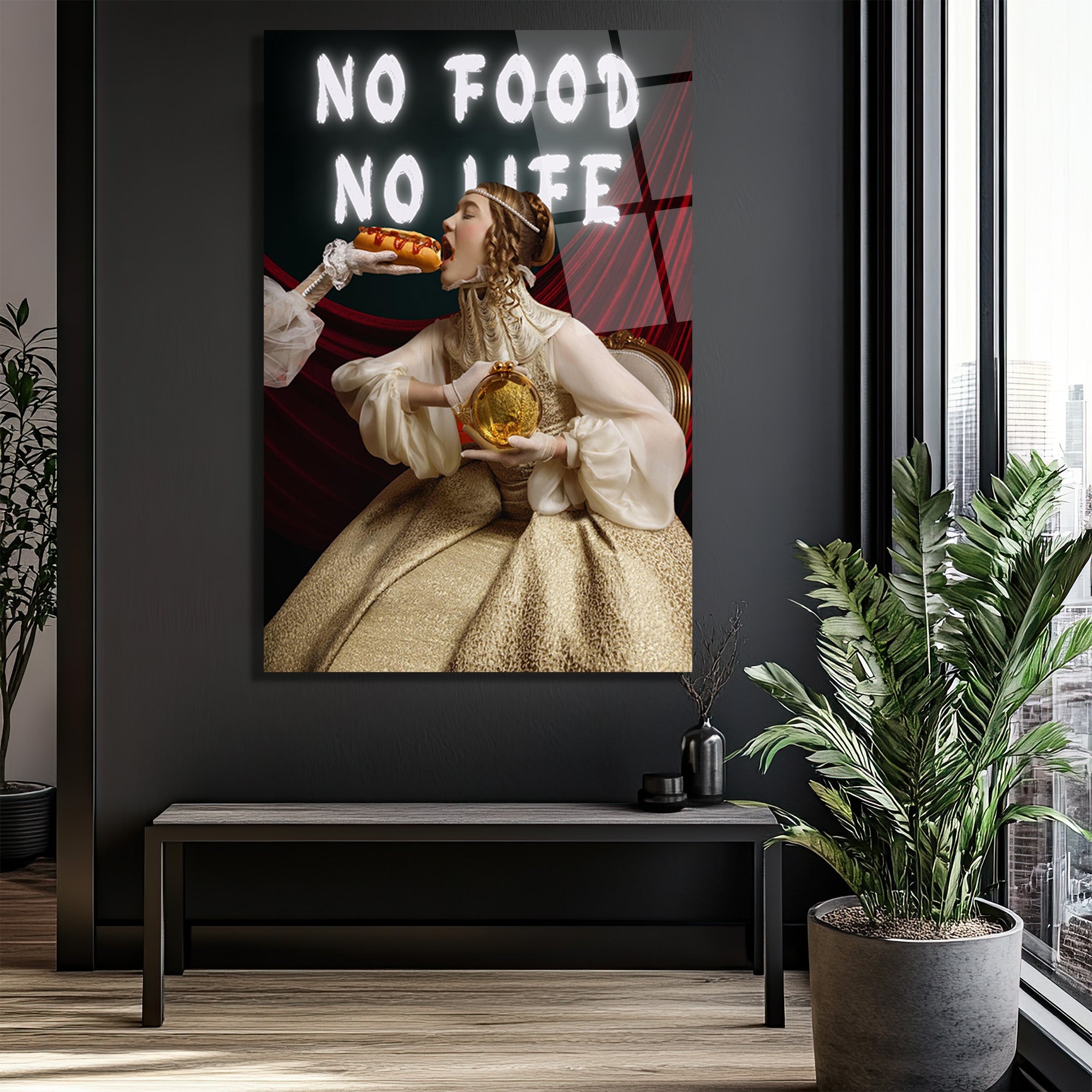 No Food No Life Cam Tablo: Barok Zarafeti ve Pop Art Dokunuşu