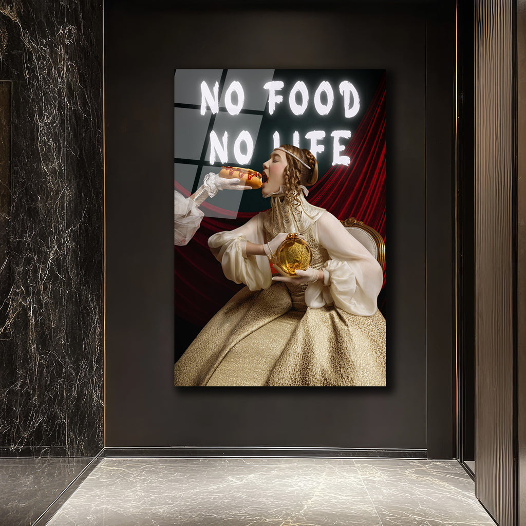 No Food No Life Cam Tablo: Barok Zarafeti ve Pop Art Dokunuşu
