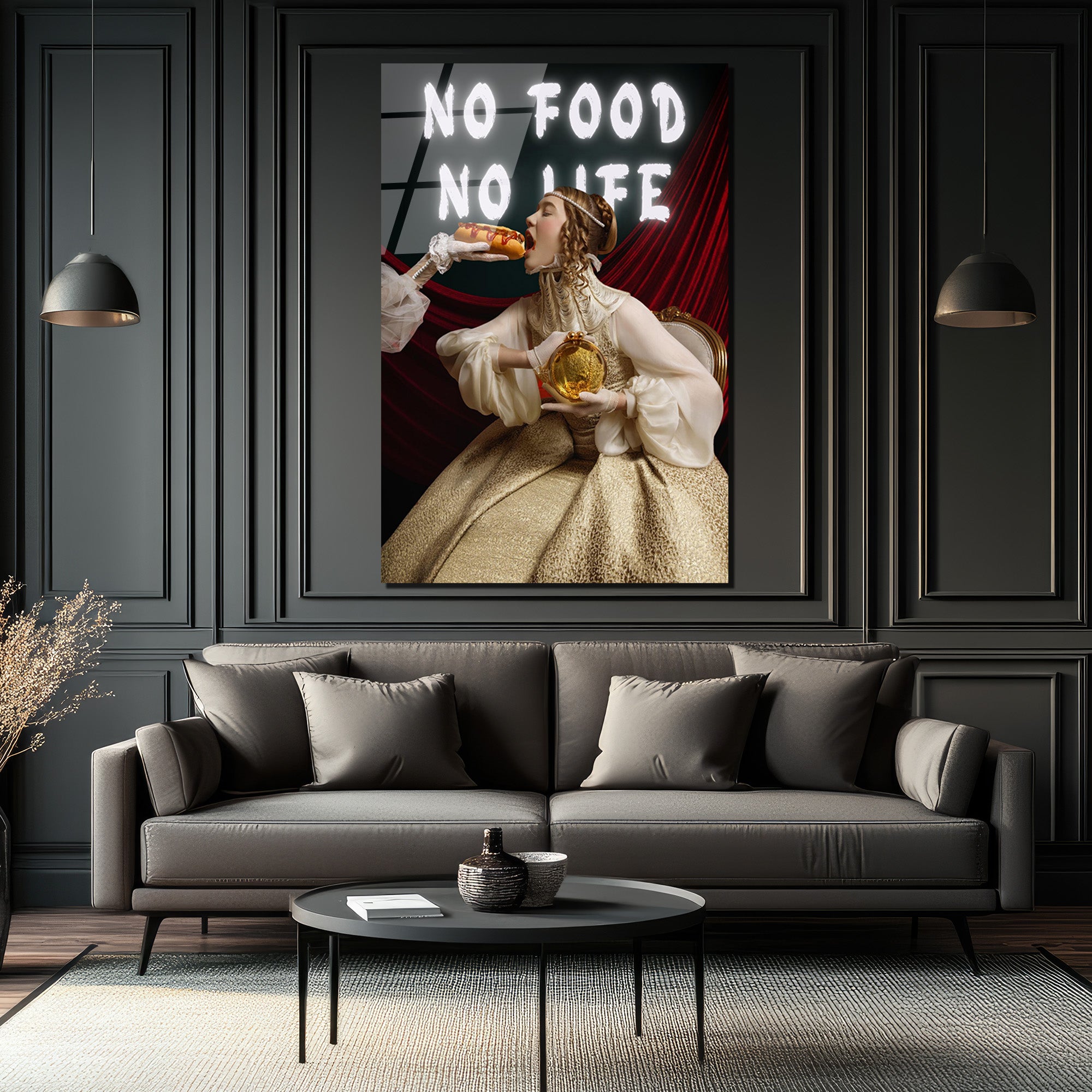 No Food No Life Cam Tablo: Barok Zarafeti ve Pop Art Dokunuşu