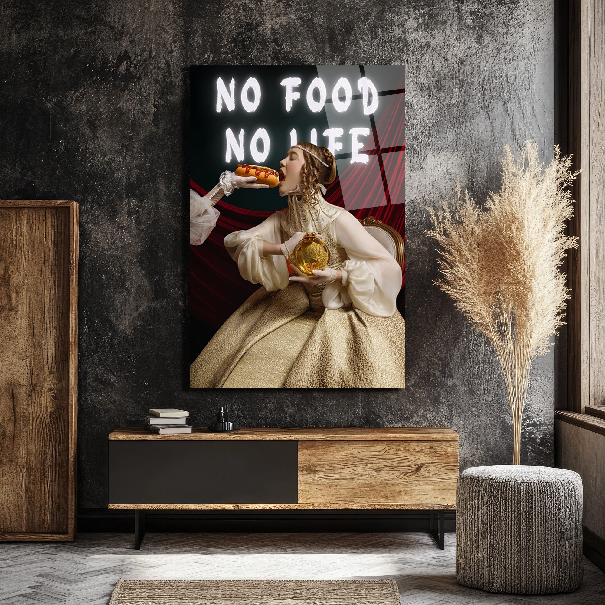 No Food No Life Cam Tablo: Barok Zarafeti ve Pop Art Dokunuşu