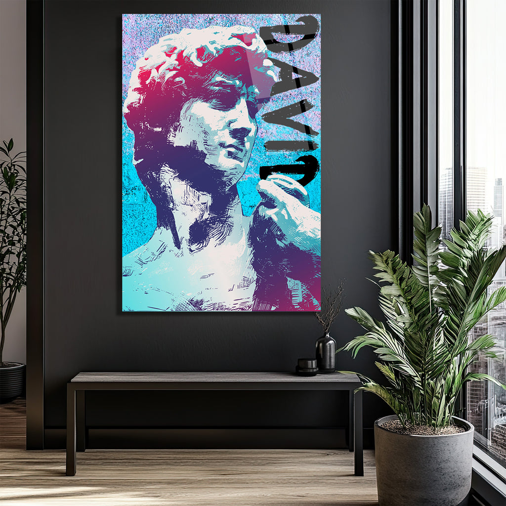 Michelangelo David Pop Art Cam Tablo - Modern Sanat Duvar Dekoru
