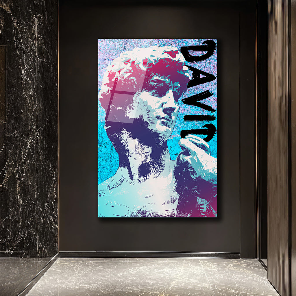Michelangelo David Pop Art Cam Tablo - Modern Sanat Duvar Dekoru