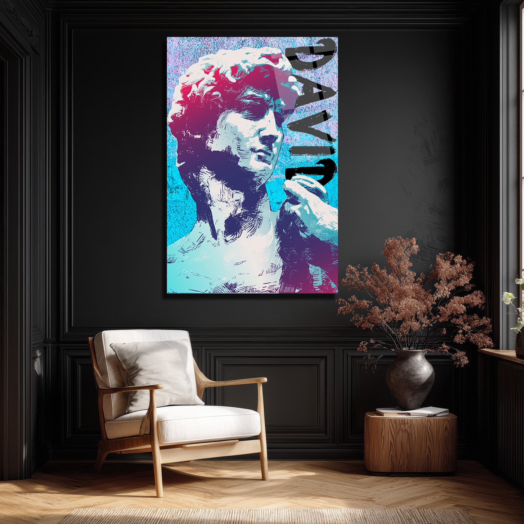 Michelangelo David Pop Art Cam Tablo - Modern Sanat Duvar Dekoru
