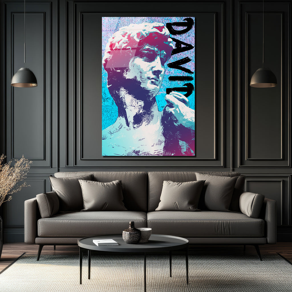 Michelangelo David Pop Art Cam Tablo - Modern Sanat Duvar Dekoru