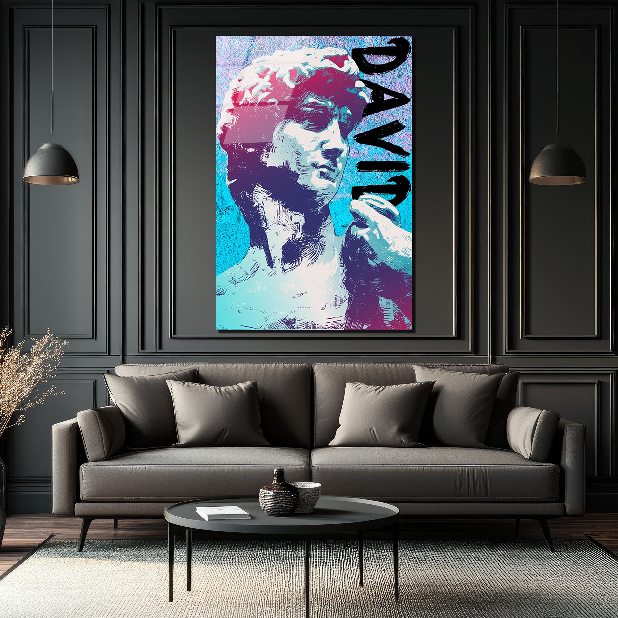 Michelangelo David Pop Art Cam Tablo - Modern Sanat Duvar Dekoru