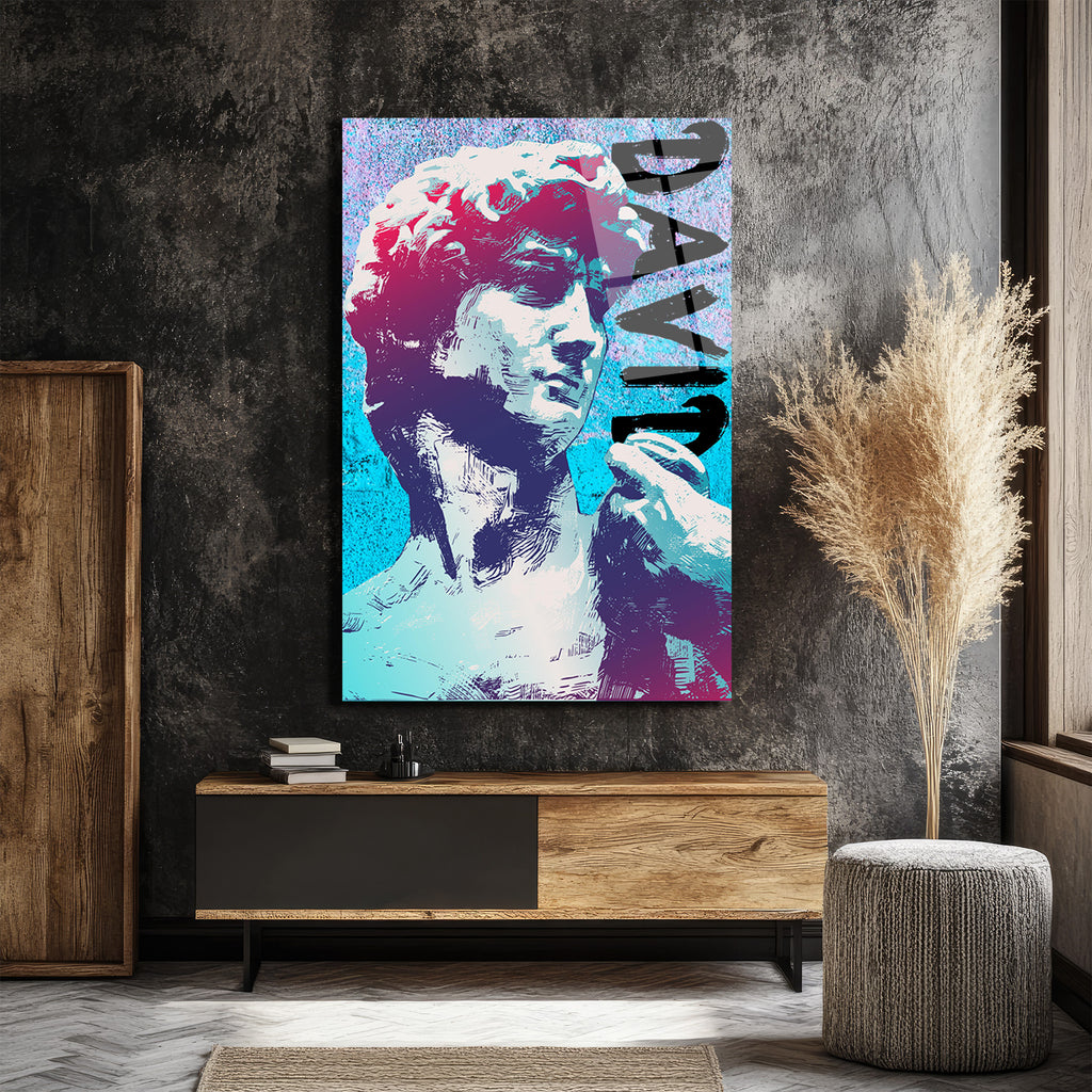 Michelangelo David Pop Art Cam Tablo - Modern Sanat Duvar Dekoru