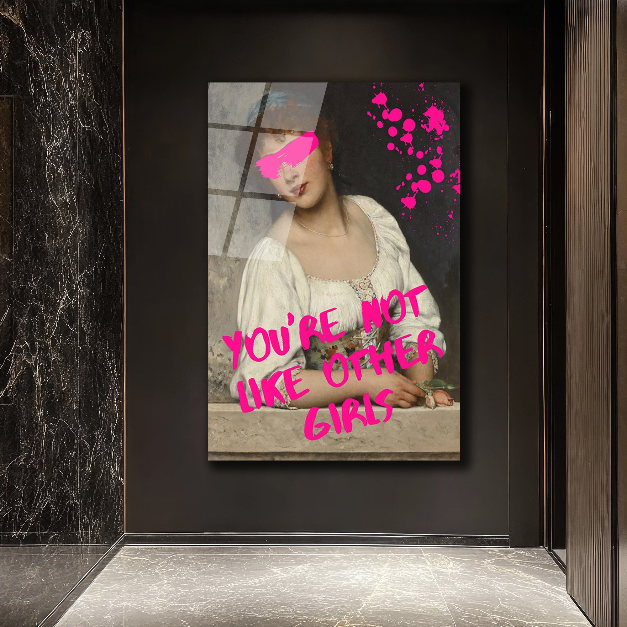 You're Not Like Other Girls Mesajlı Asi Klasik Cam Tablo