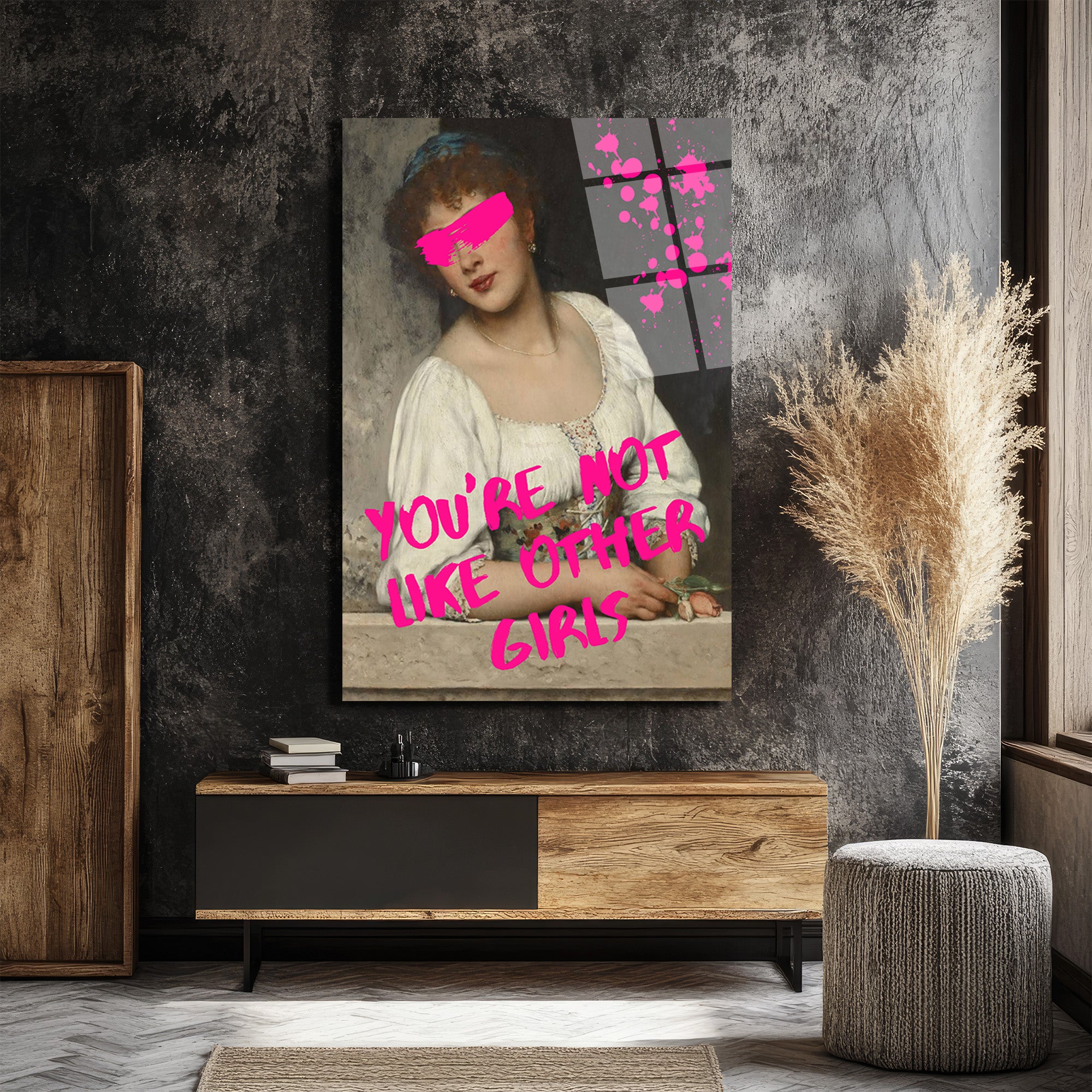 You're Not Like Other Girls Mesajlı Asi Klasik Cam Tablo