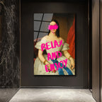 Relax And Enjoy Pop Art Kadın Portresi Cam Tablo