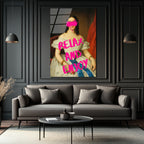 Relax And Enjoy Pop Art Kadın Portresi Cam Tablo