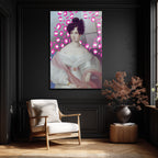 Klasik Portre Pembe Leopar Desenli Modern Cam Tablo