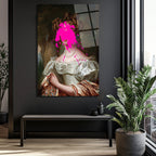 Asil Kadın ve Pembe Sıçrama Modern Sanat Cam Tablo