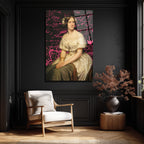 Pembe Graffiti Detaylı Klasik Portre Cam Tablo
