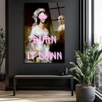 BURN IT DOWN Temalı Modern Sanat Cam Tablo