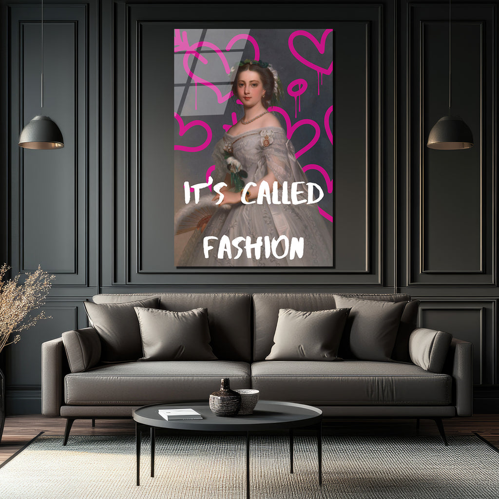 "It's Called Fashion" Graffiti Kraliçe Temalı Modern Cam Tablo
