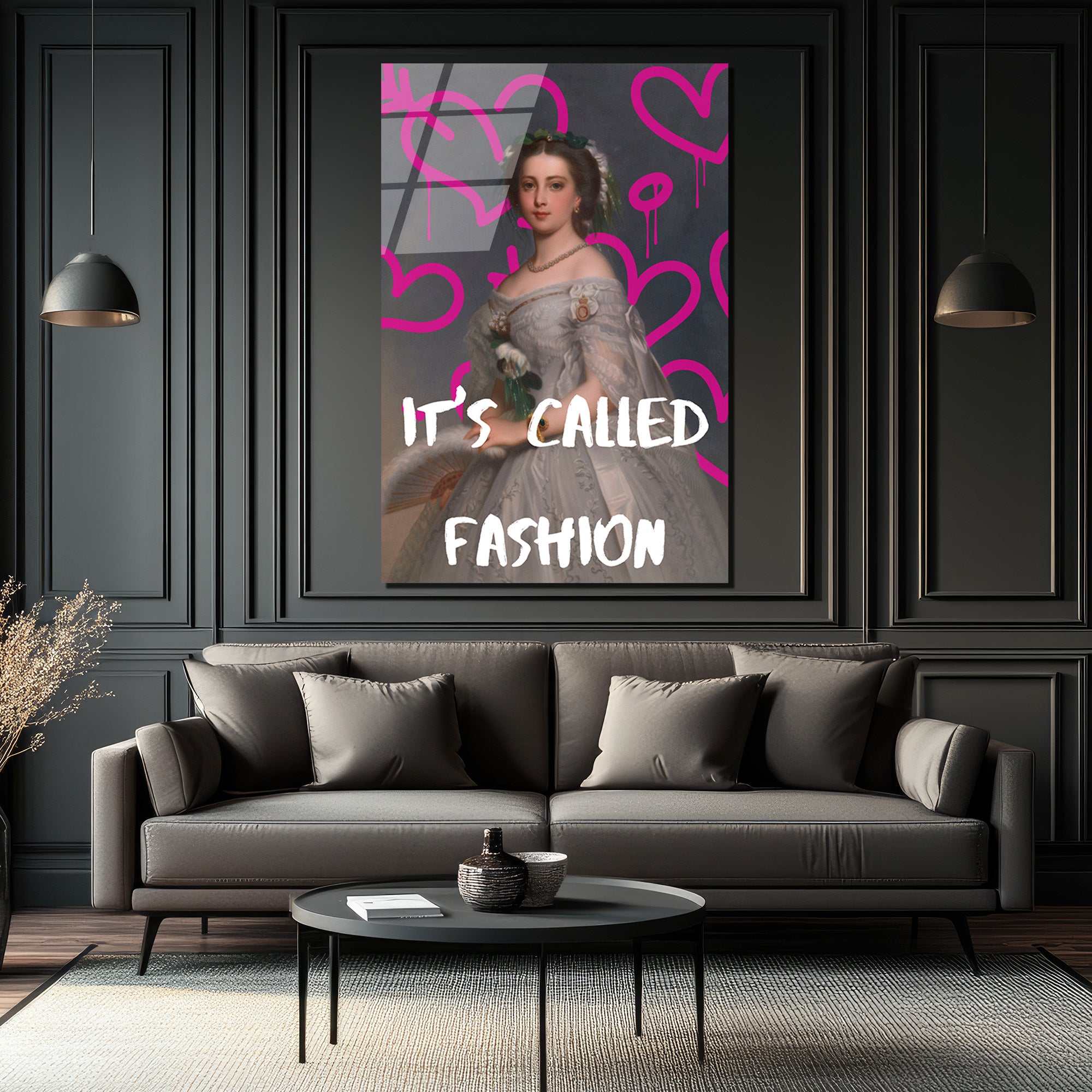 "It's Called Fashion" Graffiti Kraliçe Temalı Modern Cam Tablo